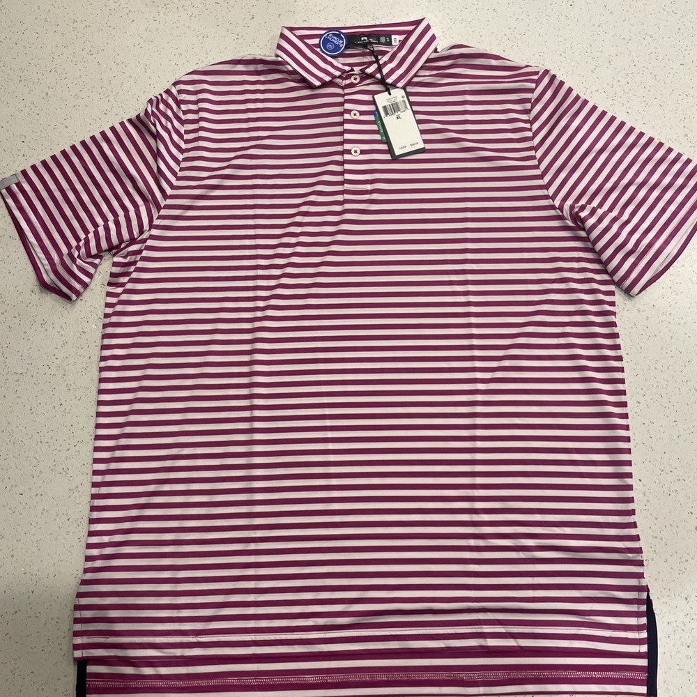 NWT Ralph Lauren Men's Size XL RLX Performance Wicking M Golf Shirt Pink Stripes